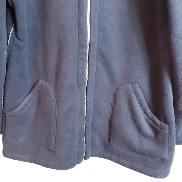 📣 SOLD 📣Susan Graver Reversible Polar Fleece Sherpa Coat Large Black Gray New - Picture 7 of 17